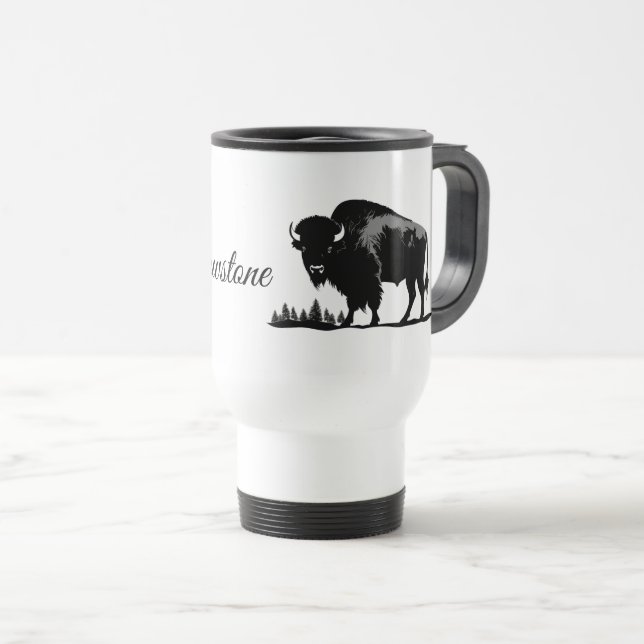 Térmica Caneca de viagem-Yellowstone Buffalo (Frente Esquerda)