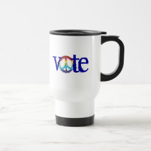 Térmica Caneca de voto com signo de paz em arco-íris