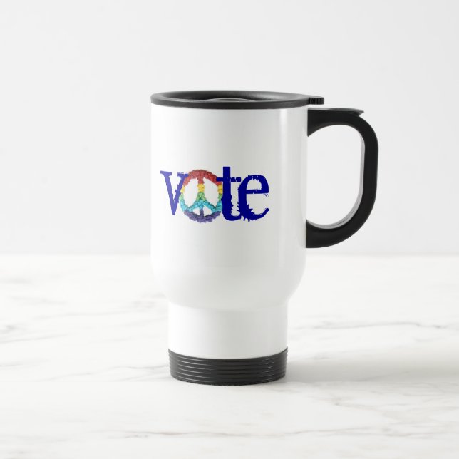 Térmica Caneca de voto com signo de paz em arco-íris (Direita)
