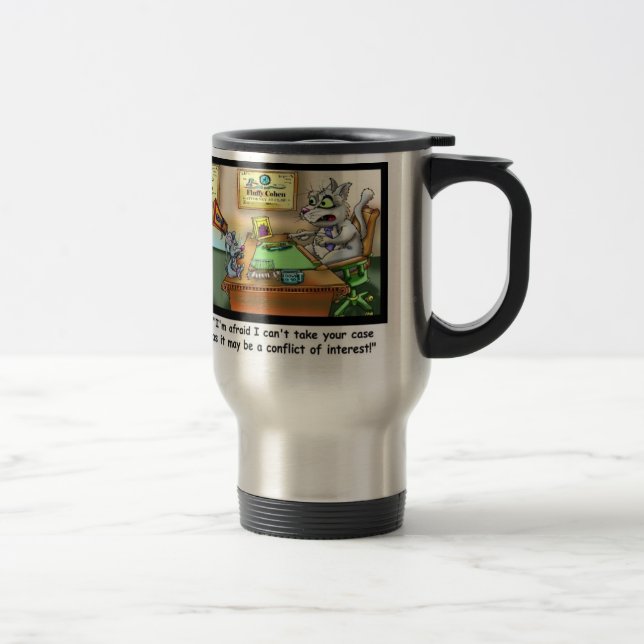Térmica Caneca Divertida de Viagem de Gato e Advogado (Direita)