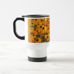 Térmica Caneca floral da arte dos Flor-amantes dourados
