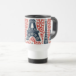 Térmica Caneca Floral Folk Paris Viagem/Deslocamento
