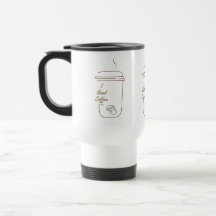 Caneca Fofa de Desenho Simples com Café