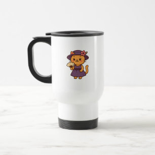 Térmica Caneca Gato Elegante com Leque