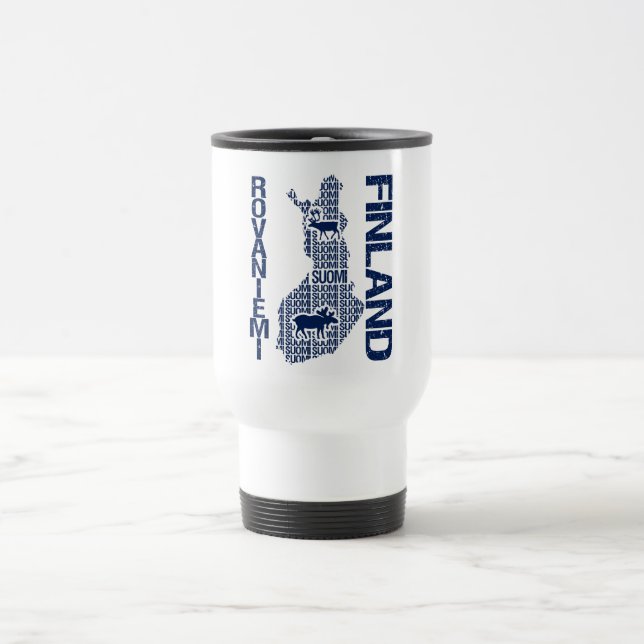 Térmica Caneca MAPA FINLÂNDIA - Rovaniemi - escolher estil (Centro)