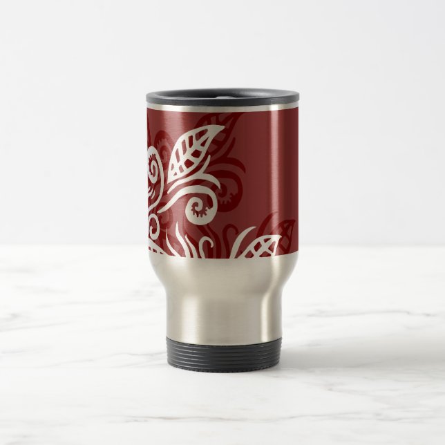 Térmica caneca marrom vermelha do design moderno da folha (Centro)