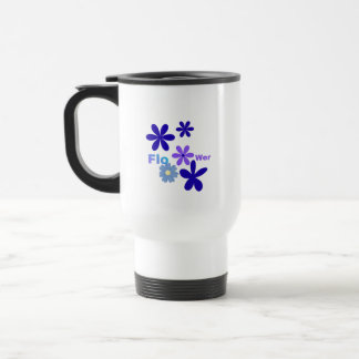 Térmica Caneca Minimalista Floral Azul e Roxo Elegante