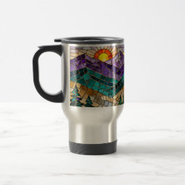 Térmica Caneca Nascer do Sol Montanha Vidro Pintado 