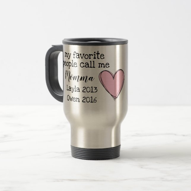 Térmica caneca personalizada do momma com nomes (Frente Esquerda)