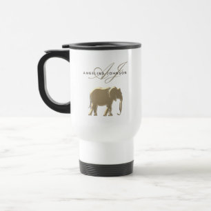 Térmica Caneca Personalizada Elefante Dourado para Viagens