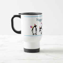 Térmica Caneca Pinguim de Aniversário Feliz