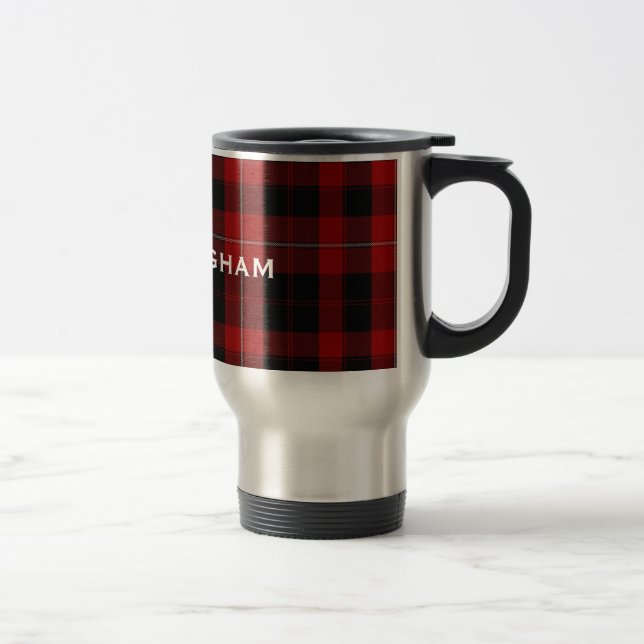 Térmica Caneca vermelha e preta à moda da xadrez de (Direita)