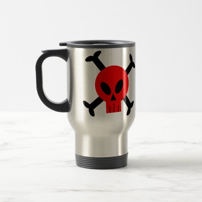 Térmica Crânio e caneca vermelhos dos Crossbones (Esquerda)