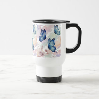 Térmica Desenho de Caneca Borboletas Azul Aquarela – Elega