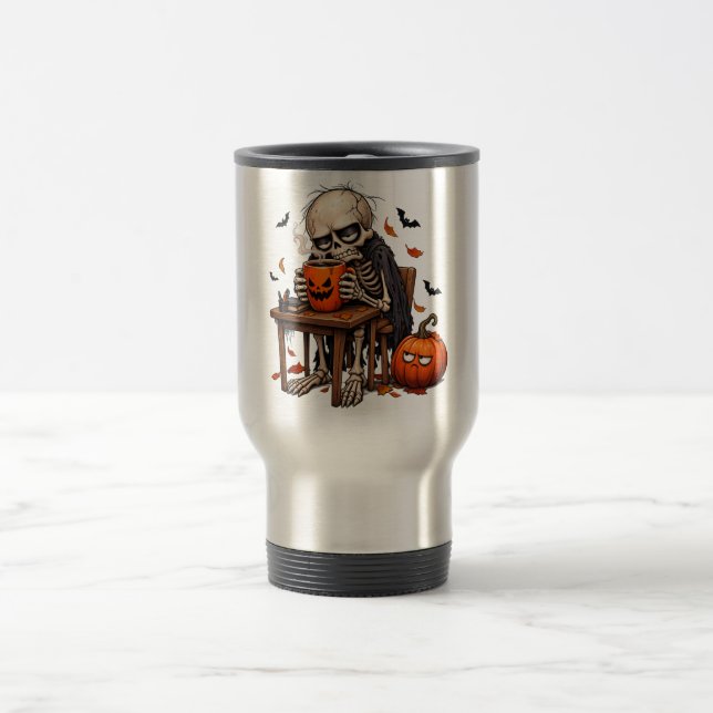 Térmica Esqueleto Bebendo em Caneca de Abóbora de Hallowee (Centro)