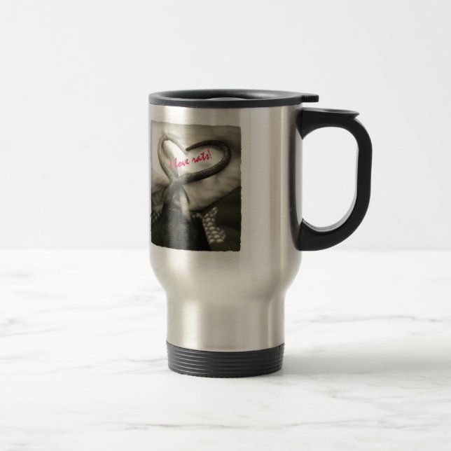 Térmica Eu amo ratos! caneca de prata (Direita)