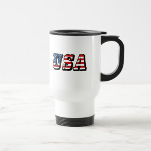 Térmica EUA Flag Text 15 Oz Stainless Steel Caneca de viag