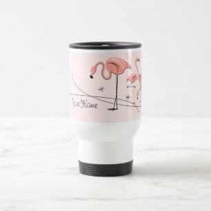 Térmica Flamingos Cor-de-Rosa Trio 3 'Nome' caneca de viag