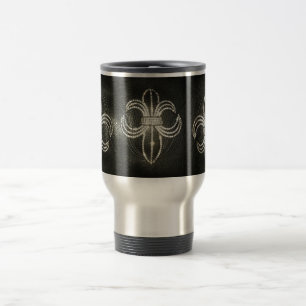 Térmica Flor de lis na caneca de couro