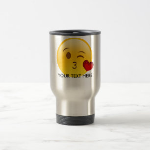 Térmica Funda uma caneca do emoji do beijo - adicione seu