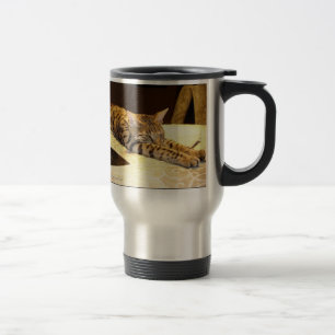 Térmica Gato do savana que desperta a caneca