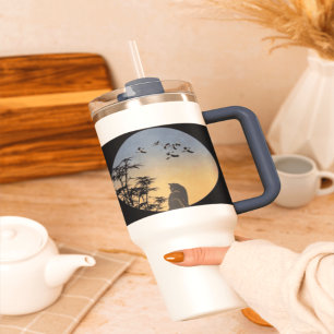 Térmica Gato Místico Sob Céu De Bambu - Caneca De Arte Jap