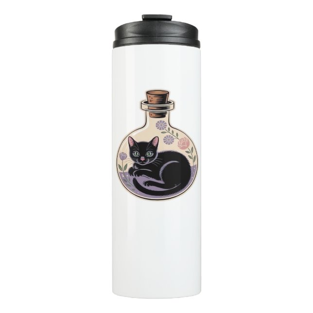 Térmica Gato Negro em Garrafa de Poção Camisa Clássica (Frente)