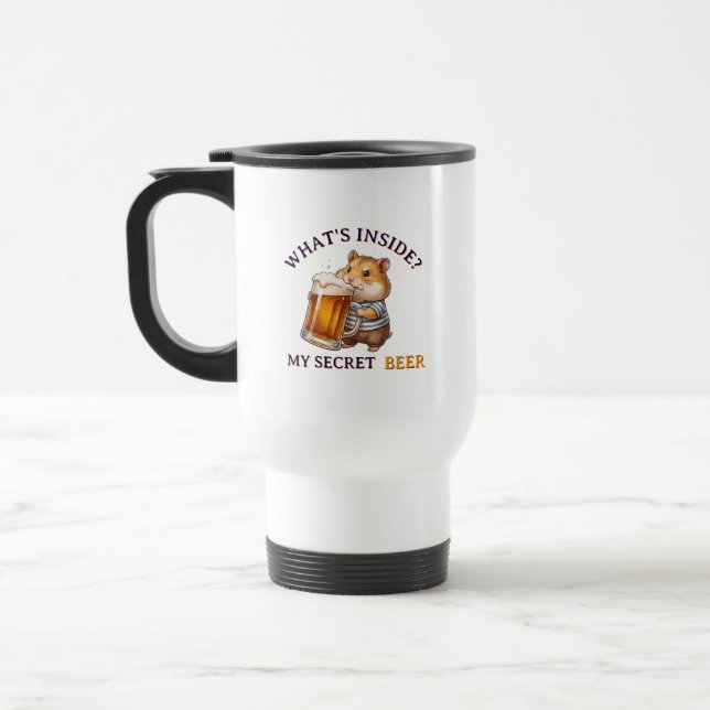 Térmica Hamster Engraçado Bebendo Cerveja - Caneca (Esquerda)