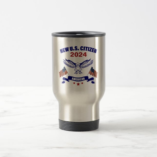 Térmica Novo CIDADÃO DOS EUA Águia & Bandeiras 2024 Caneca (Centro)