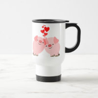 Porcos bonitos dos desenhos animados na caneca da