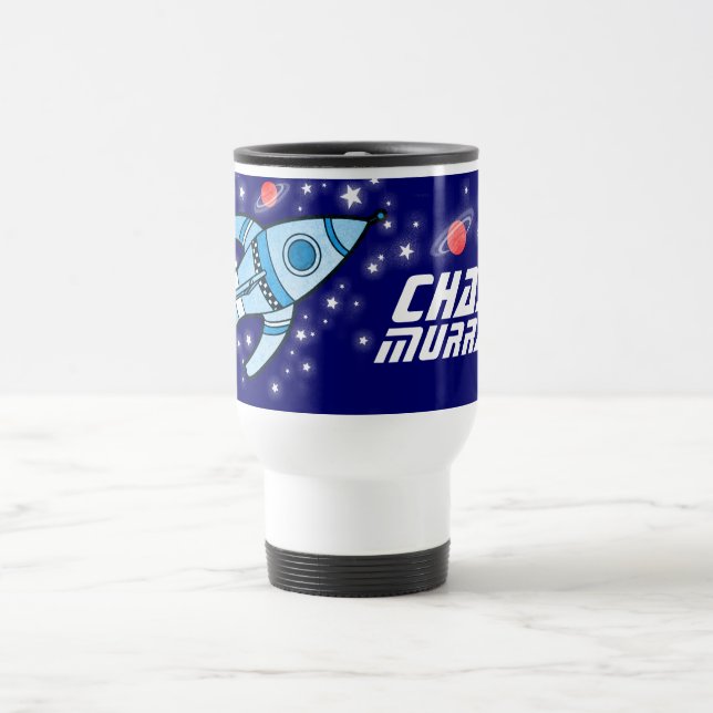 Térmica Seu nome de cheio, espaço para foguetes, caneca az (Centro)
