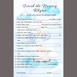 Terminar o Jogo Rhyme de Nursery