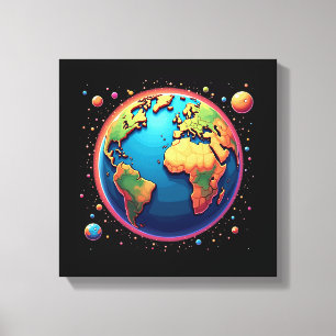 Terra Colorida na Arte da Parede da Canvas Espacia