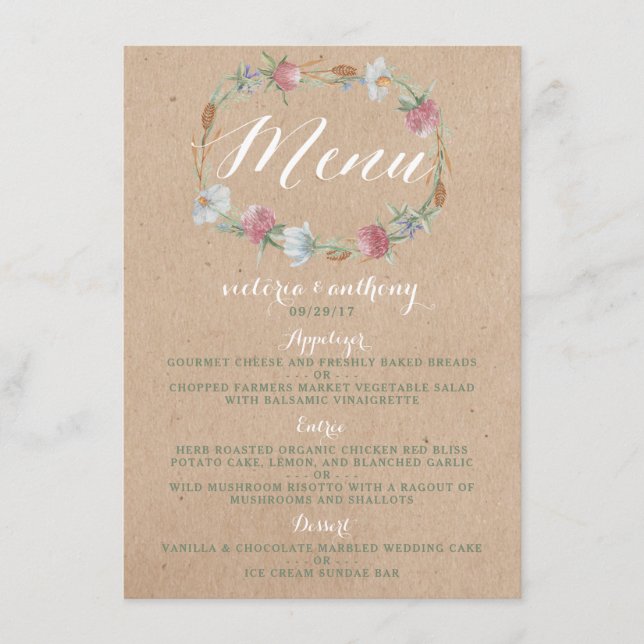 Terra De Flor Selvagem No Menu De Casamento De Kra (Frente)