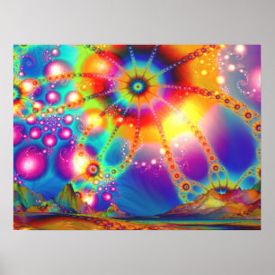 Terra de iluminações psicadélicos - poster