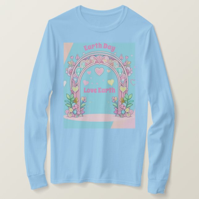 Terra Dia Arte IA Camisa Azul-Azul Mulher (Frente do Design)