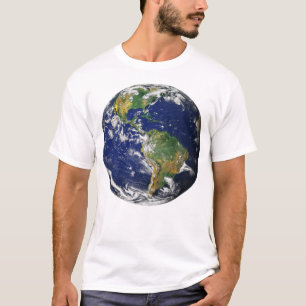 TERRA do PLANETA do t-shirt do branco dos homens