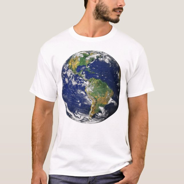 TERRA do PLANETA do t-shirt do branco dos homens (Frente)