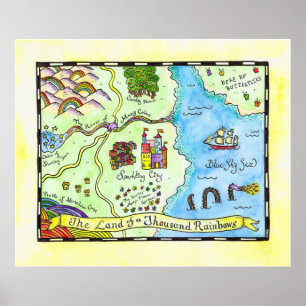 Terra do poster de mil arcos-íris