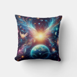 Terra e Espaço Exterior em uma Almofada Decorativa