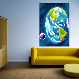 Terra e lua | AI Art Poster