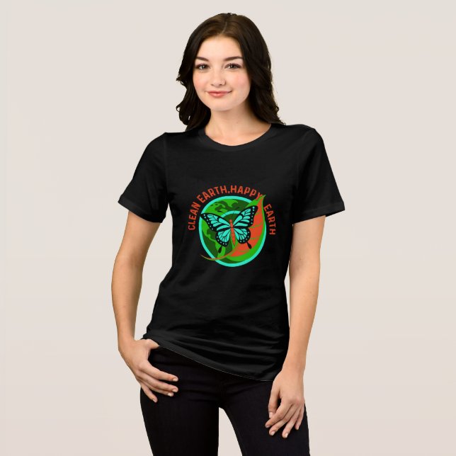 Terra Limpa Camiseta Feliz Dia da Terra (Frente Completa)