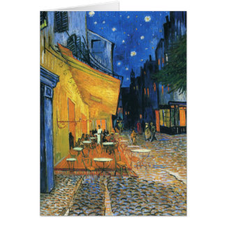 Terraço do café no cartão de Van Gogh da noite