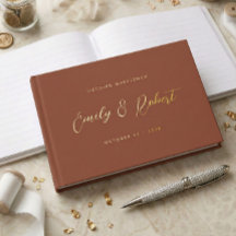 Terracota Dourado Moderno Casamento Foto Script