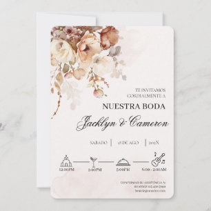 Terracota Floral Espanhola Convite Para Casamento