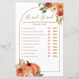 Terracota Pumpkin Ele disse que ela disse "Cartão