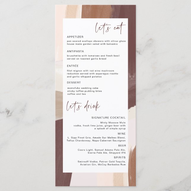 Terracota Temperada Moderna | Menu de Casamento (Frente)