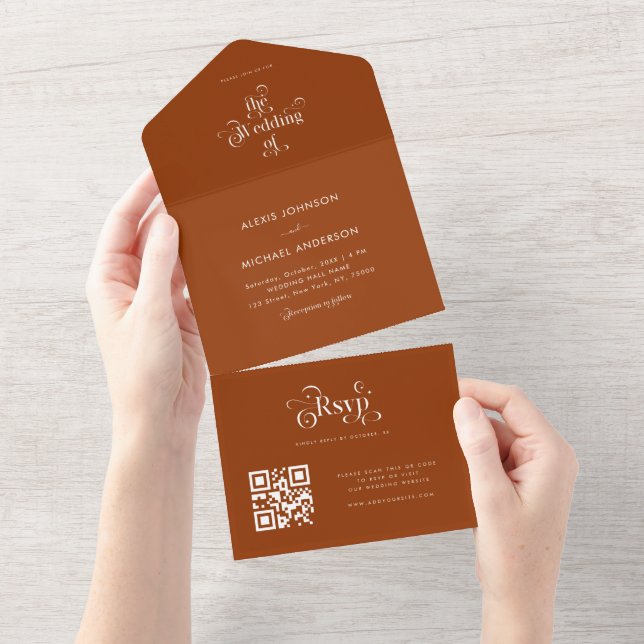 Terracota & Tipografia Retro Moderno Código QR RSV (Aba destacável)