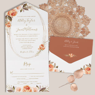 Terracotta Boho Floral Casamento outono com RSVP
