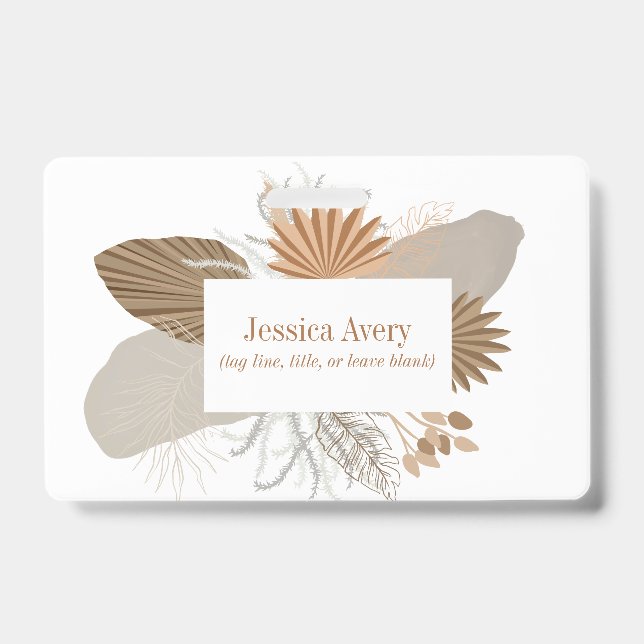 Terracotta Boho Tropical Crachá (Frente)